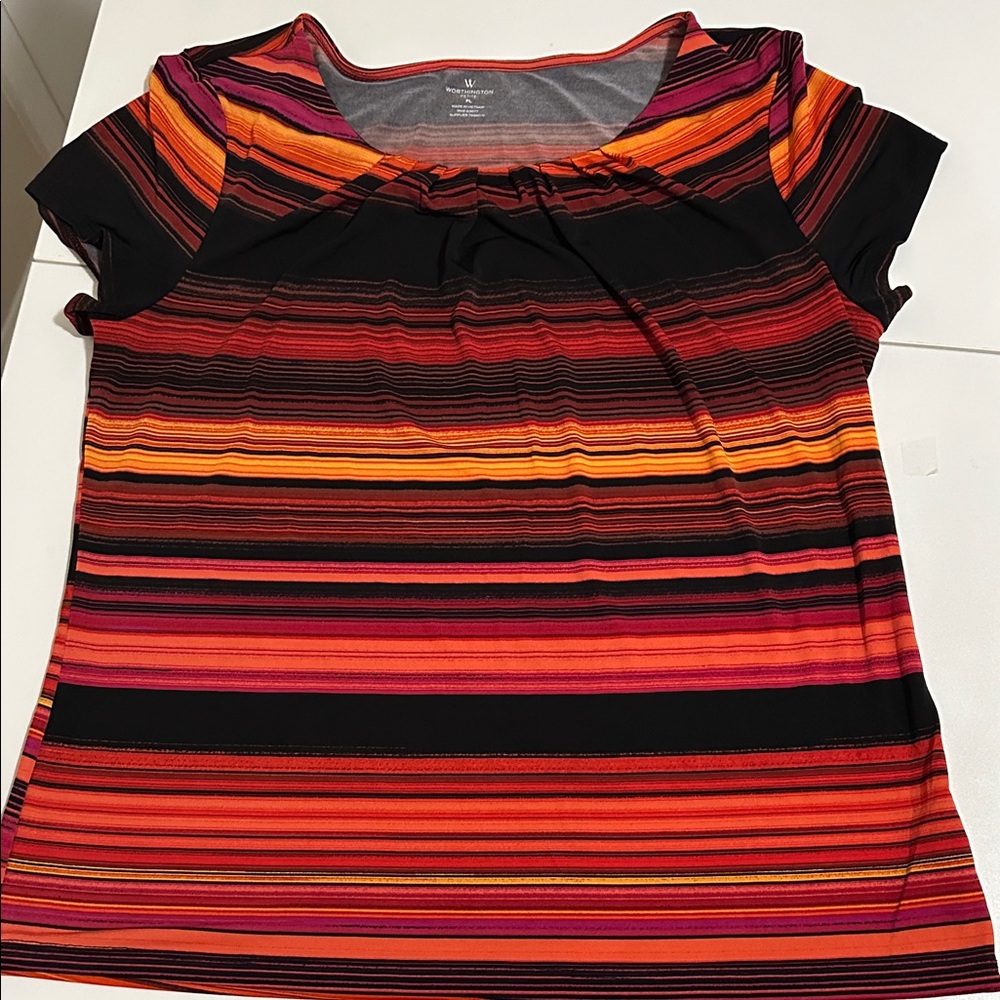 Valerie Stevens Black and Red Striped Blouse